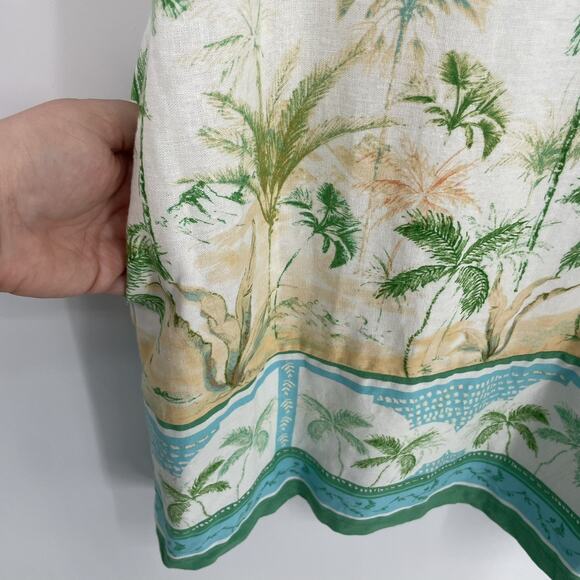 NWT London Times Shift Dress Size 10 Tropical Print Linen Pockets Sleeveless - Picture 8 of 11